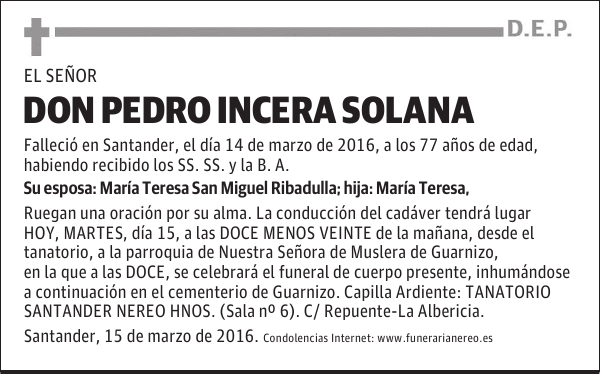 DON PEDRO INCERA SOLANA