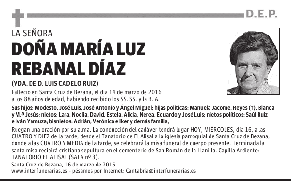 Dª MARÍA LUZ REBANAL DÍAZ