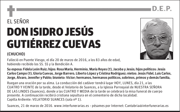 DON ISIDRO JESÚS GUTIÉRREZ CUEVAS