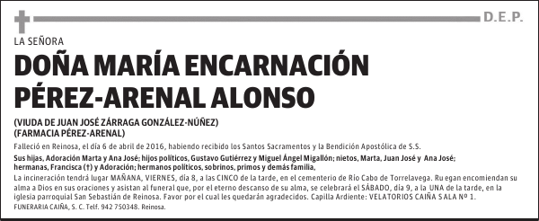 D.ª María Encarnación Pérez-Arenal Alonso
