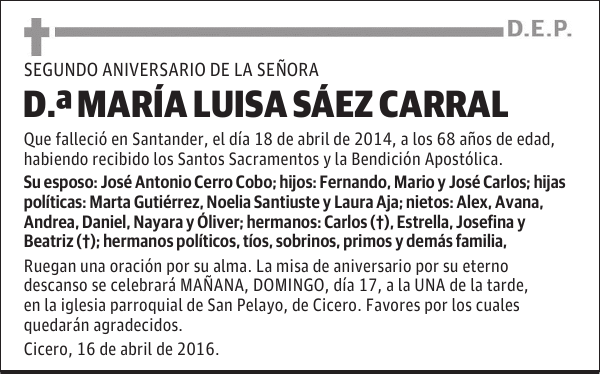 D.ª MARÍA LUISA SÁEZ CARRAL
