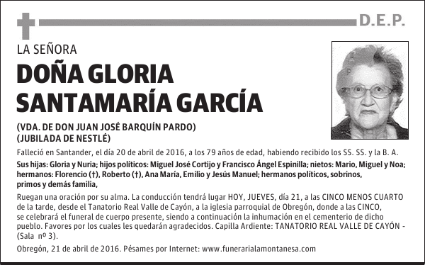 Doña Gloria Santamaría García