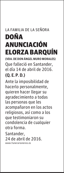 DOÑA ANUNCIACIÓN ELORZA BARQUÍN