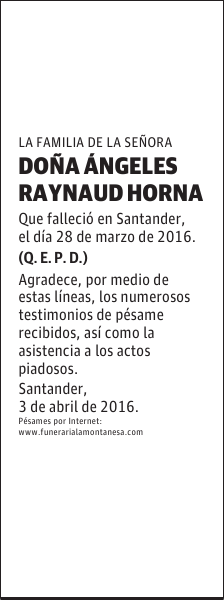 DOÑA ÁNGELES RAYNAUD HORNA