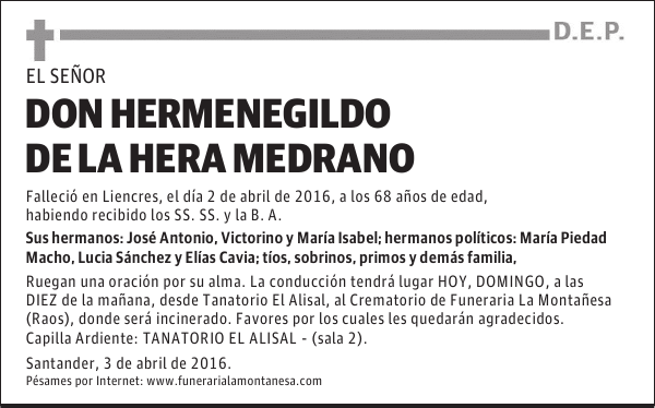 Don Hermenegildo de la Hera Medrano