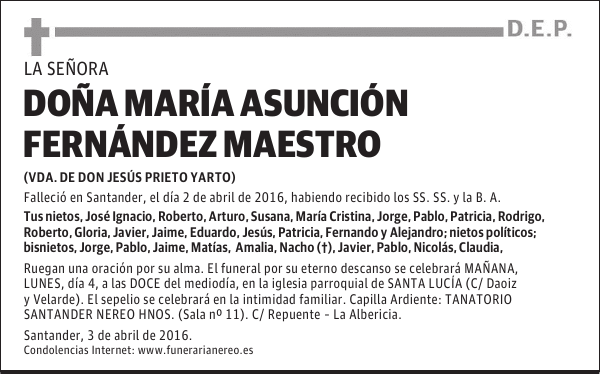 DOÑA MARÍA ASUNCIÓN FERNÁNDEZ MAESTRO