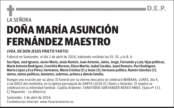 DOÑA MARÍA ASUNCIÓN FERNÁNDEZ MAESTRO