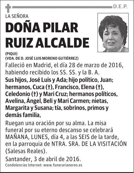 DOÑA PILAR RUIZ ALCALDE