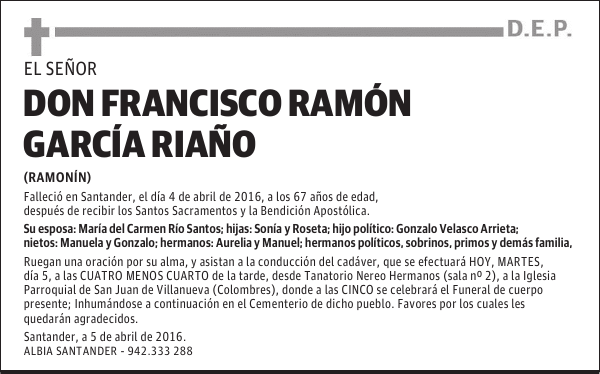 DON FRANCISCO RAMÓN GARCÍA RIAÑO