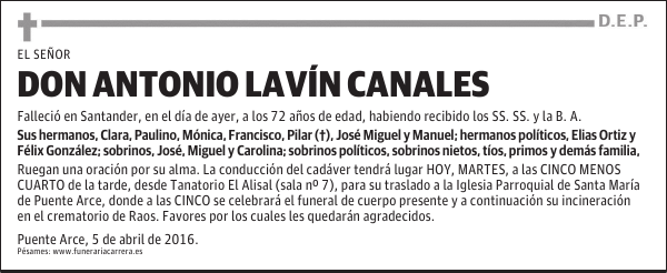 DON ANTONIO LAVÍN CANALES