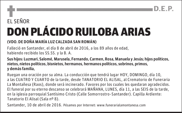 Don Plácido Ruiloba Arias