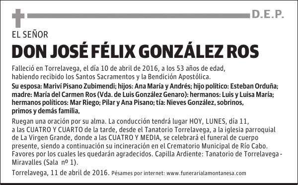 Don José Félix González Ros