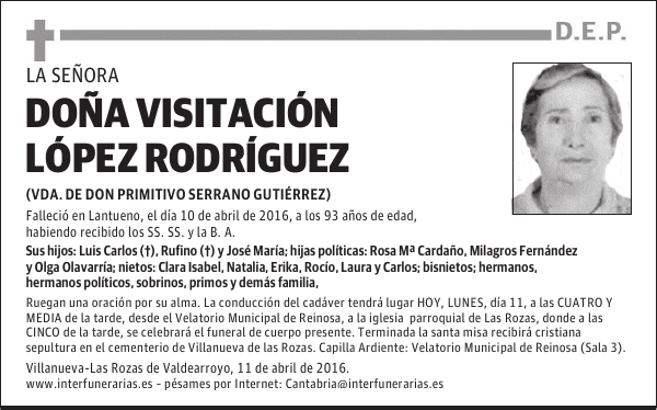 Dª. VISITACIÓN LÓPEZ RODRIGUEZ