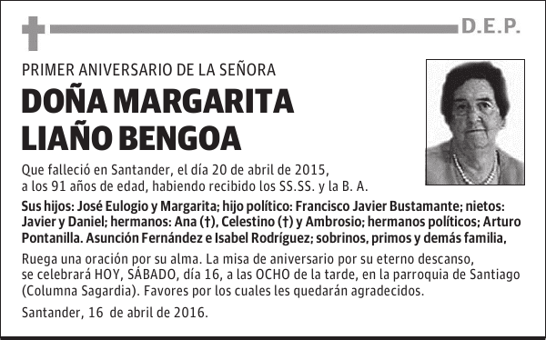 Dª MARGARITA LIAÑO BENGOA