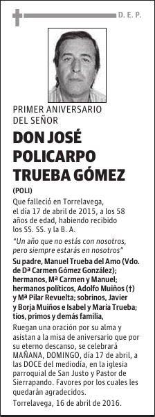 DON JOSÉ POLICARPO TRUEBA GÓMEZ