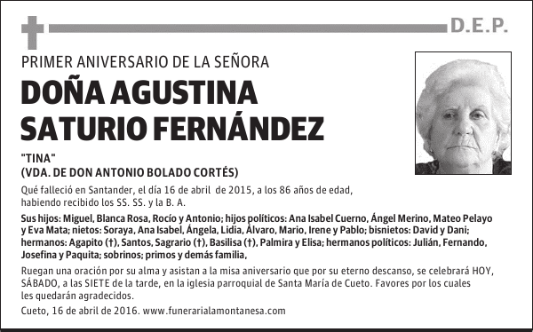 Doña Agustina Saturio Fernández