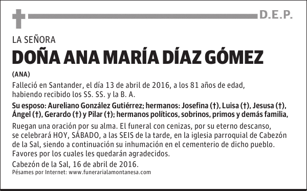 Doña Ana María Díaz Gómez