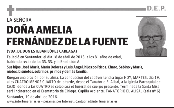 DOÑA AMELIA FERNÁNDEZ DE LA FUENTE