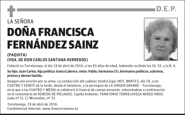 DOÑA FRANCISCA FERNÁNDEZ SAINZ