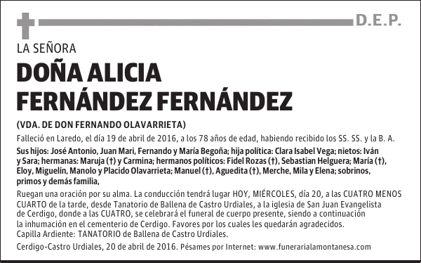 Doña Alicia Fernandez Fernandez