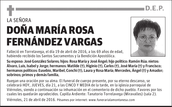 Doña María Rosa Fernández Vargas