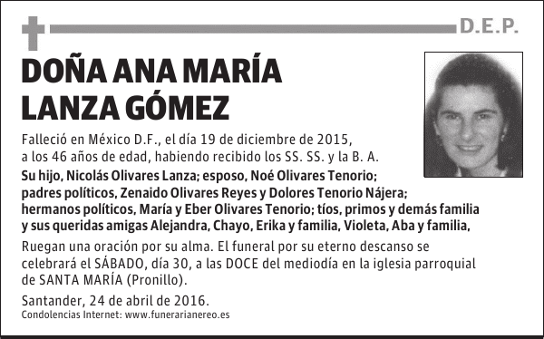 DOÑA ANA MARÍA LANZA GÓMEZ