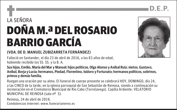 DOÑA MARÍA DEL ROSARIO BARRIO GARCÍA