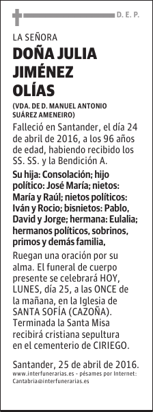 DOÑA JULIA JIMÉNEZ OLÍAS