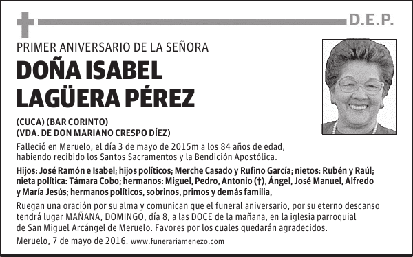 DOÑA ISABEL LAGÜERA PÉREZ