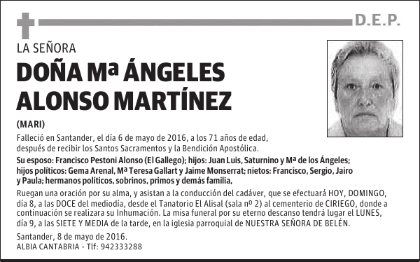 DOÑA Mª ÁNGELES ALONSO MARTÍNEZ