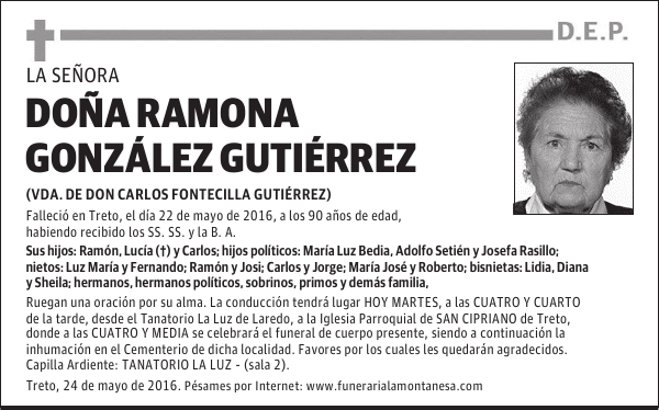DOÑA RAMONA GONZÁLEZ GUTIÉRREZ