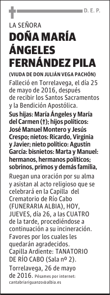 DOÑA MARÍA ANGELES FERNANDEZ PILA