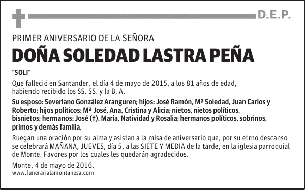 Doña Soledad Lastra Peña