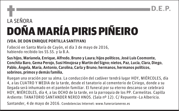 DOÑA MARIA PIRIS PIÑEIRO