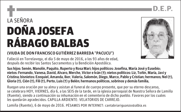 DOÑA JOSEFA RABAGO BALBAS