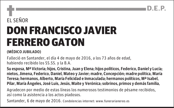 DON FRANCISCO JAVIER FERRERO GATON