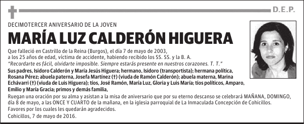MARÍA LUZ CALDERÓN HIGUERA