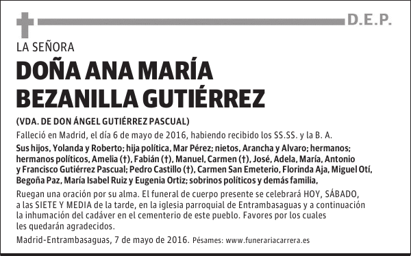 DOÑA ANA MARÍA BEZANILLA GUTIÉRREZ