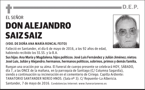 DON ALEJANDRO SAIZ SAIZ