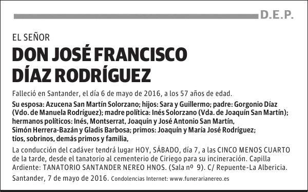 DON JOSÉ FRANCISCO DIAZ RODRÍGUEZ