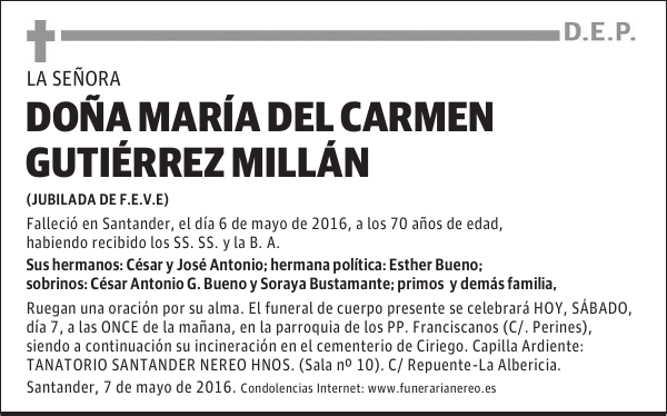 DOÑA MARÍA DEL CARMEN GUTIÉRREZ MILLÁN