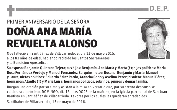 DOÑA ANA MARIA REVUELTA ALONSO