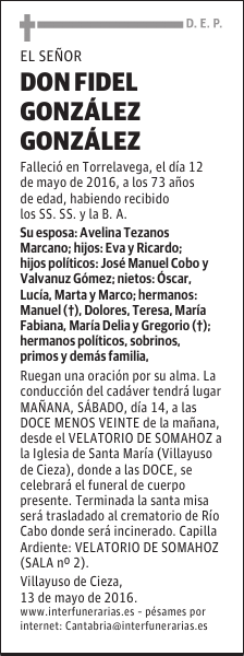 D. FIDEL GONZÁLEZ GONZÁLEZ