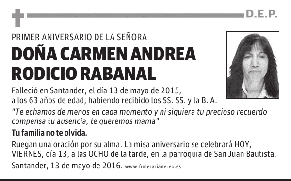 DOÑA CARMEN ANDREA RODICIO RABANAL