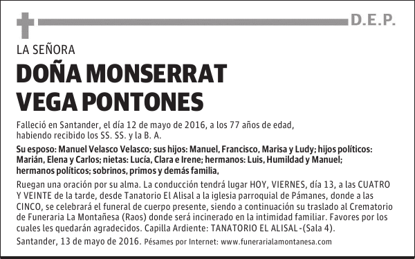 Doña Monserrat Vega Pontones