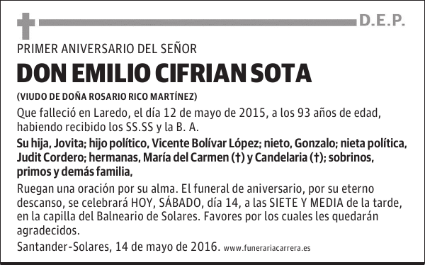 DON EMILIO CIFRIAN SOTA
