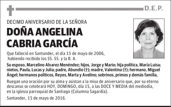 DOÑA ANGELINA CABRIA GARCIA
