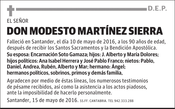 DON MODESTO MARTÍNEZ SIERRA