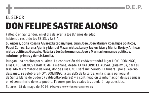 DON FELIPE SASTRE ALONSO