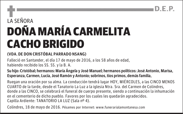 Doña María Carmelita Cacho Brigido